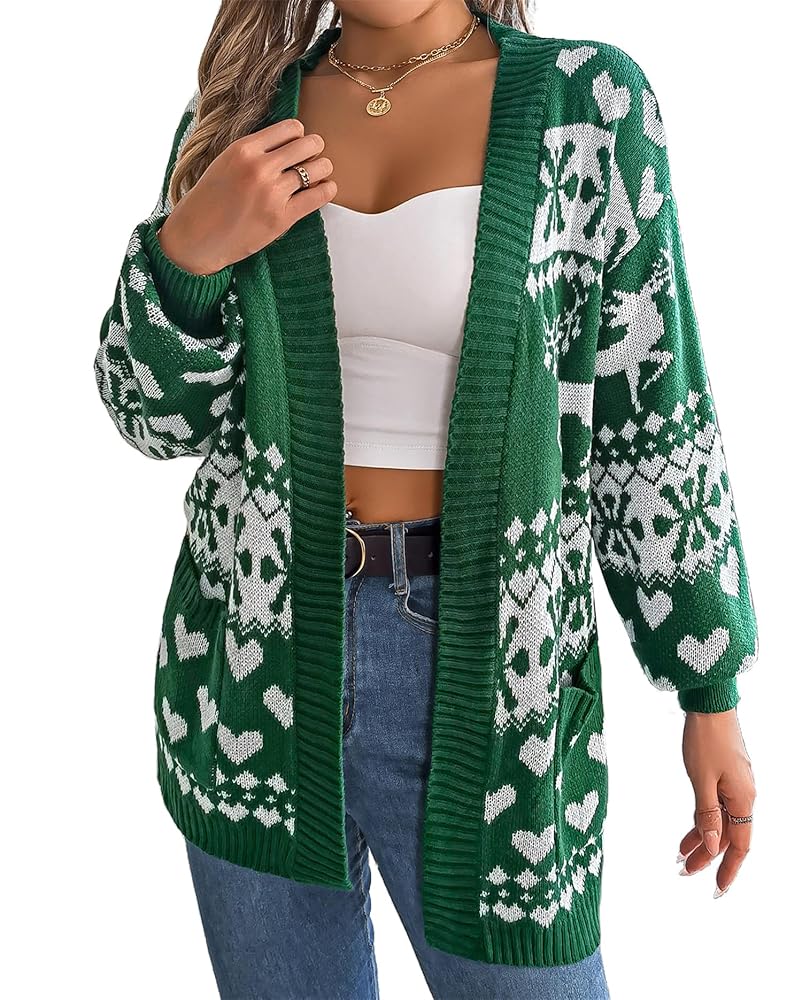 Casual Reindeer Patterns Christmas Knit Cardigan with